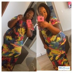 Off the shoulder colorful dress